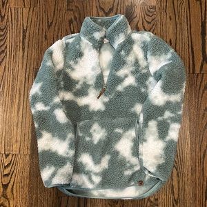 Green and Cream tie-dye quarter zip